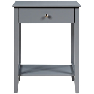 Set of 2 Wooden Bedside Sofa Table-GrayÂ 