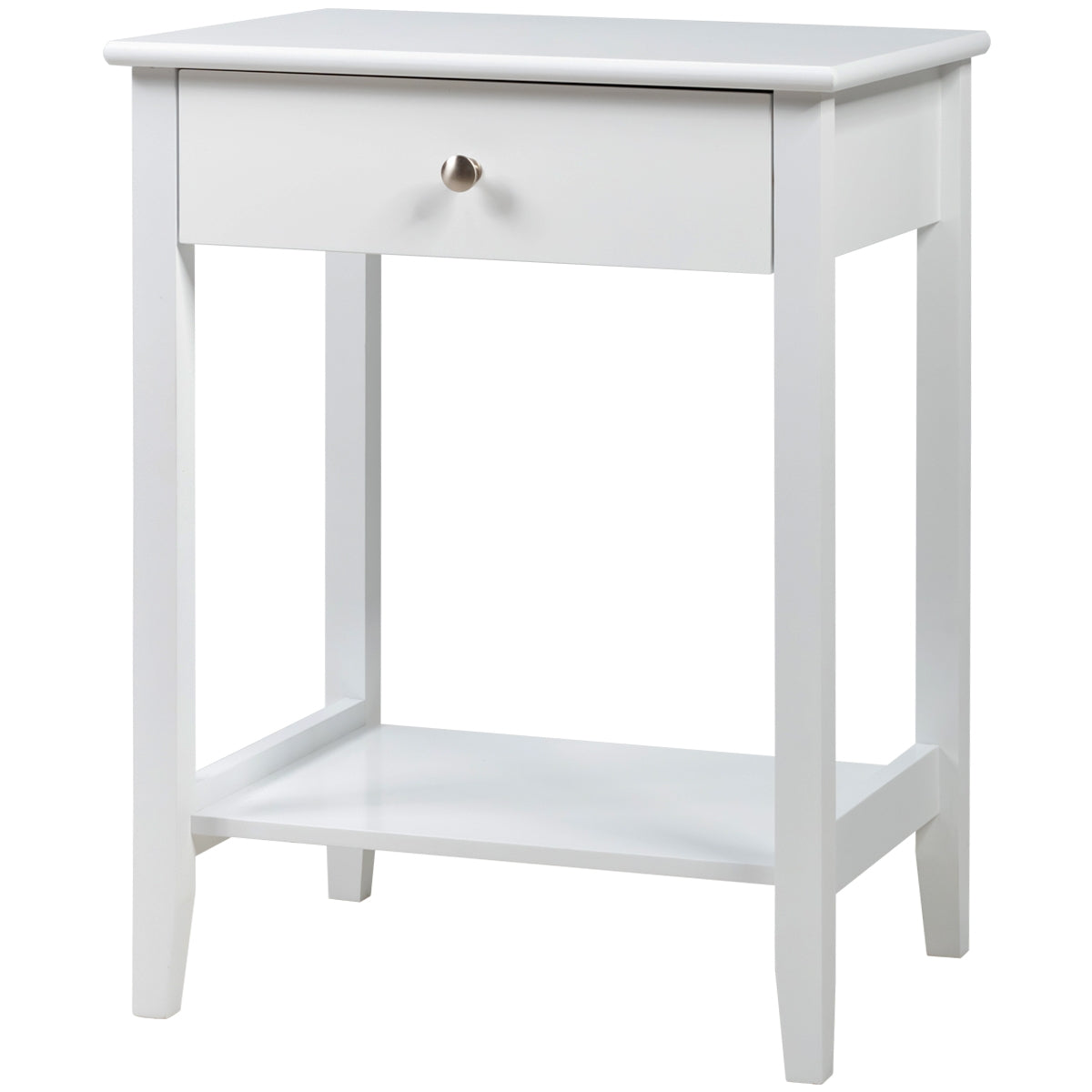 Set of 2 Wooden Bedside Sofa Table-WhiteÂ 