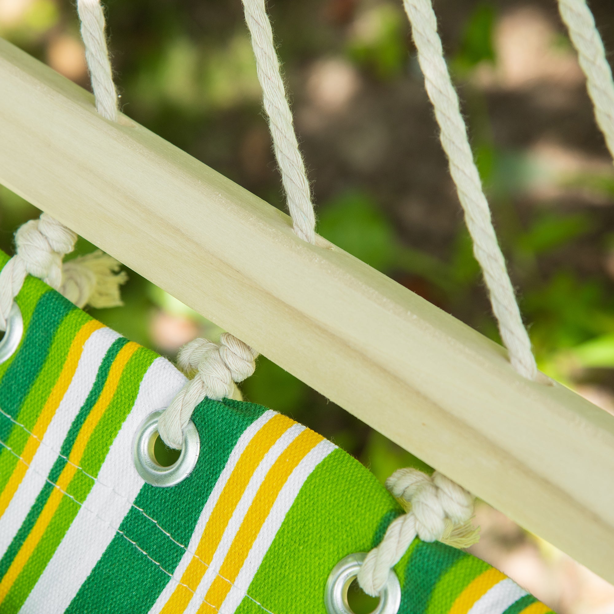Outsunny Patio Hammock 75" Outdoor Striped Camping Lounge Bed with Pillow Durable Garden Green 