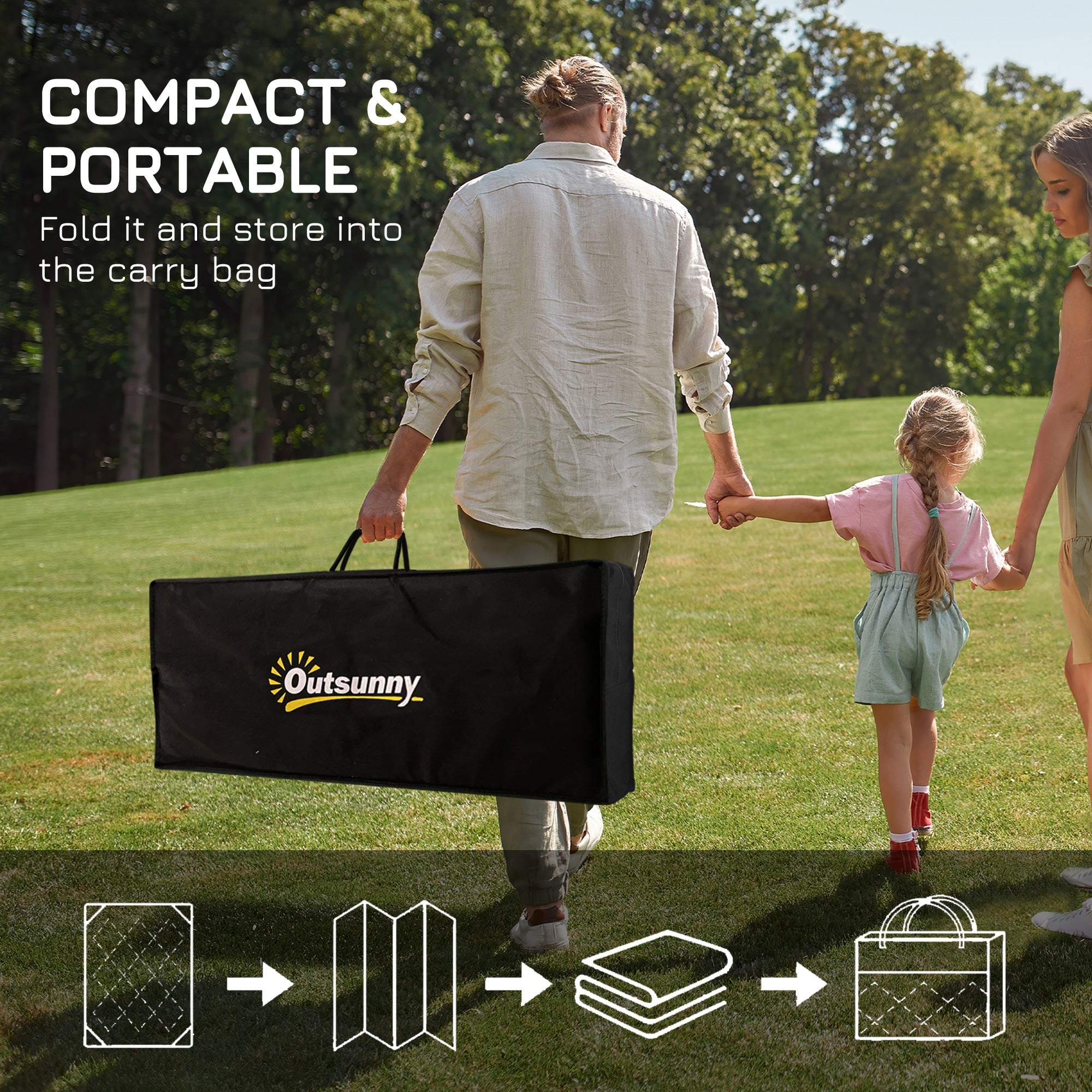 Outsunny Reversible Outdoor Rug with Carry Bag, 9' x 12' Waterproof Rug, Portable RV Camping Carpet for Backyard 