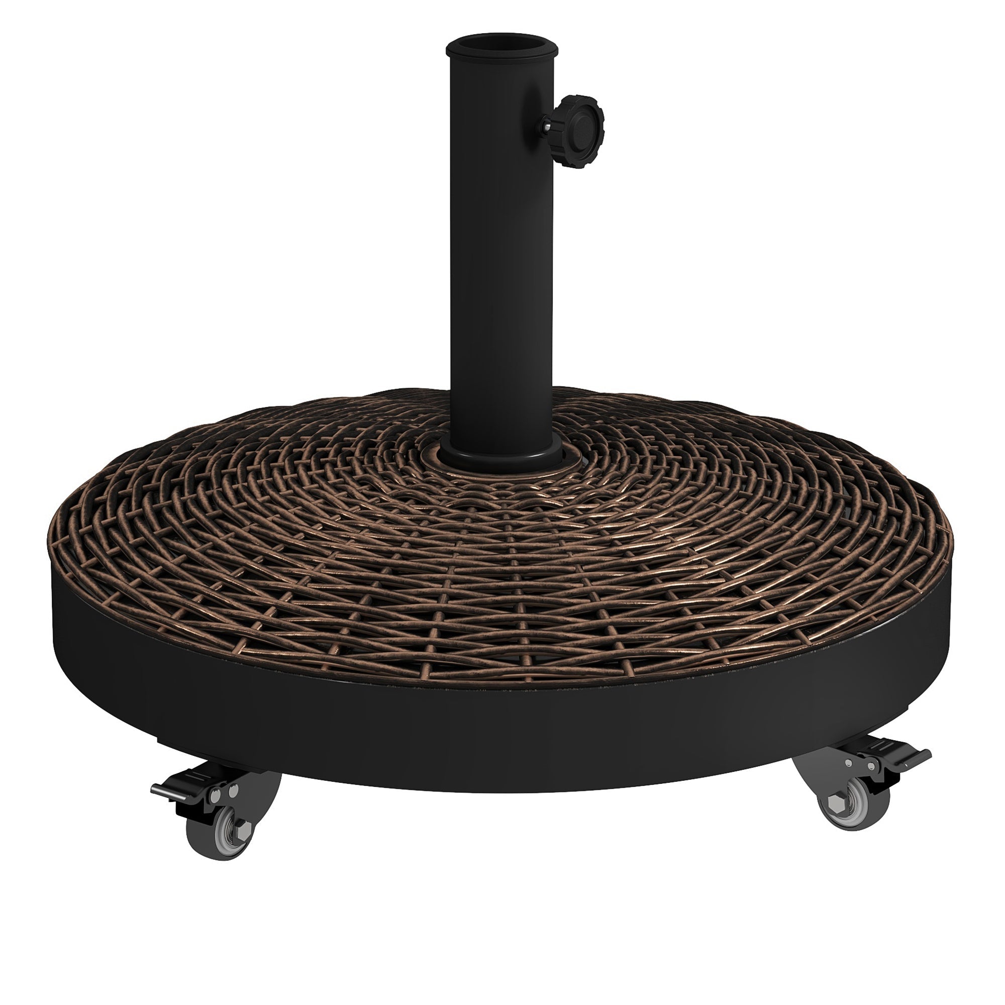 Outsunny Bronze Resin Patio Umbrella Base 20.5" Round Parasol Stand Outdoor with Wheels Garden Offset Holder 