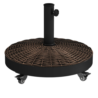 Outsunny Bronze Resin Patio Umbrella Base 20.5" Round Parasol Stand Outdoor with Wheels Garden Offset Holder 