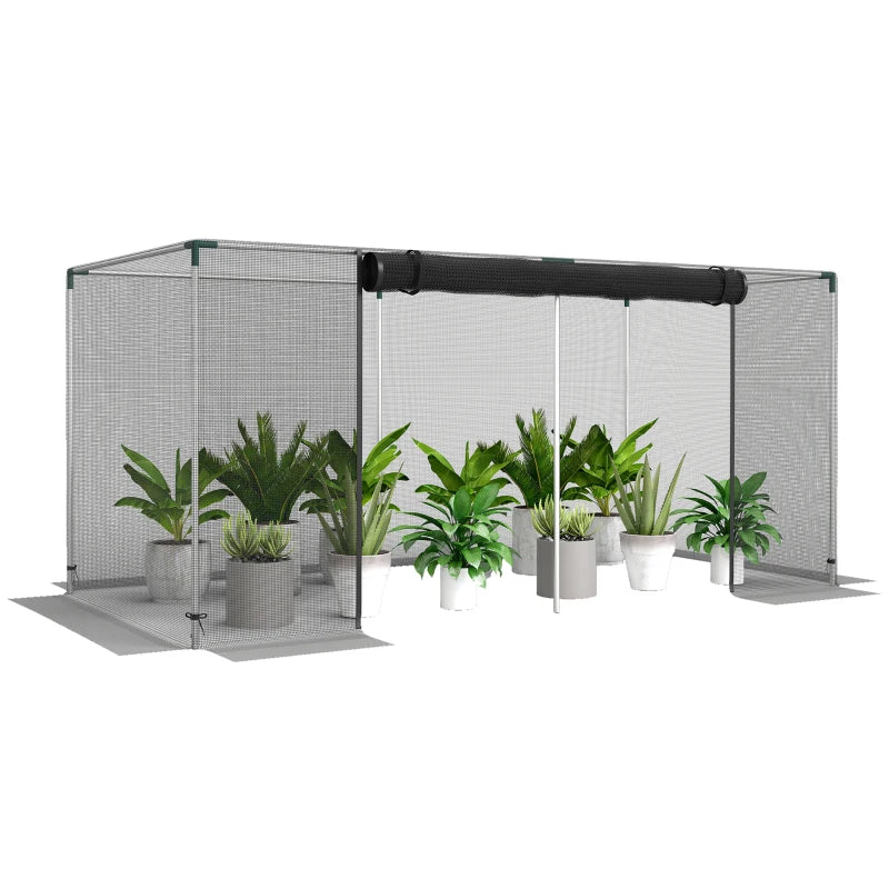 Galvanized Steel Crop Cage, Plant Protection Tent with Zippered Door, 8' x 4', Black