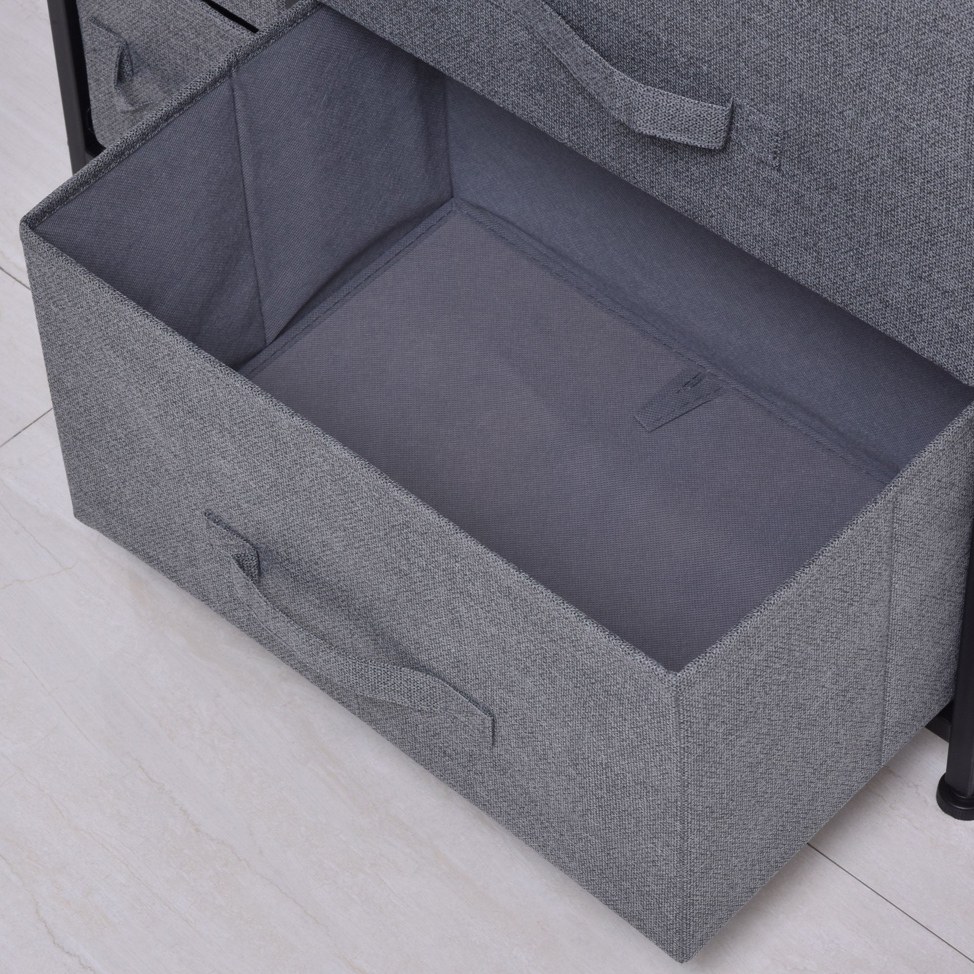 HOMCOM Dresser for Bedroom with 7 Drawers, Chest of Drawers with Metal Frame, Closet Fabric Dresser for Living Room, Dark Grey 