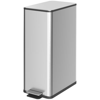 HOMCOM 5.3 Galllon Stainless Steel Kitchen Garbage Can with Soft-close Lid, Foot Pedal, Fingerprint-Proof, Silver 