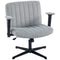 Criss Cross Chair with Flip-up Armrests, Wide Office Chair with Adjustable Height, Tilting, No Wheels, Grey