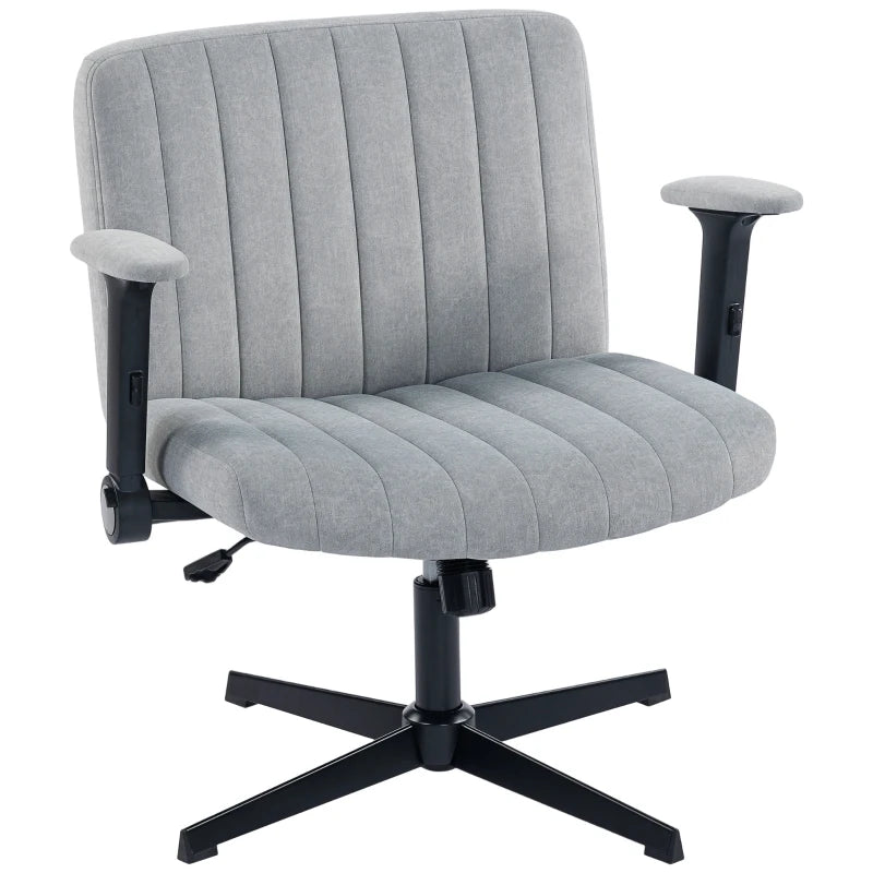 Criss Cross Chair with Flip-up Armrests, Wide Office Chair with Adjustable Height, Tilting, No Wheels, Grey