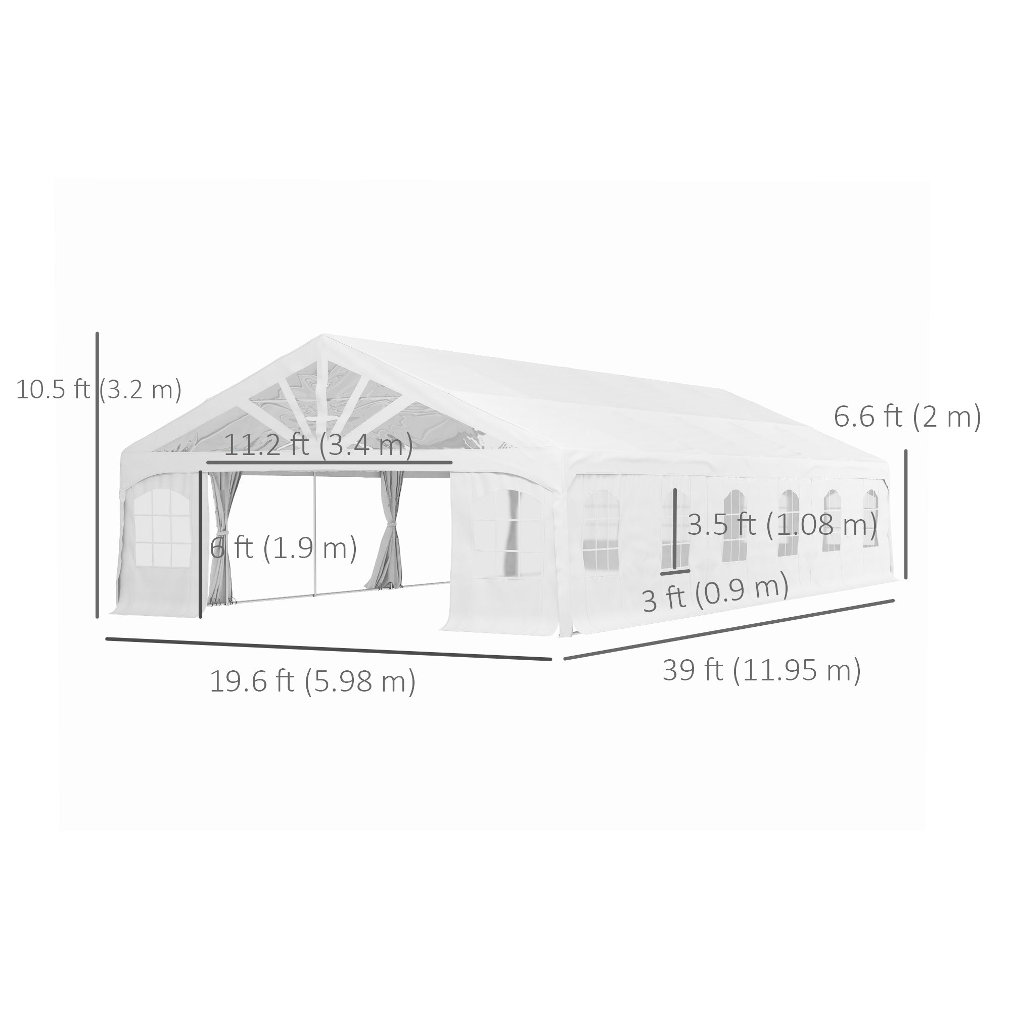 Outsunny Heavy Duty Party Tent, 20' x 40' Large Sun Shade Canopy Tent for Parties, Wedding, Events, BBQ Grill, White 