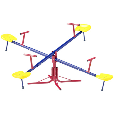 Outsunny Kids Metal Seesaw Teeter Totter Children's Playground Equipment for Garden Outdoor Indoor Swing, 4 Seats 