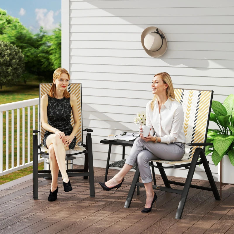 Outdoor Wicker Chairs Set of 2 with 5-Position Adjustable Backrest, Armrest, Steel Frame, Orange