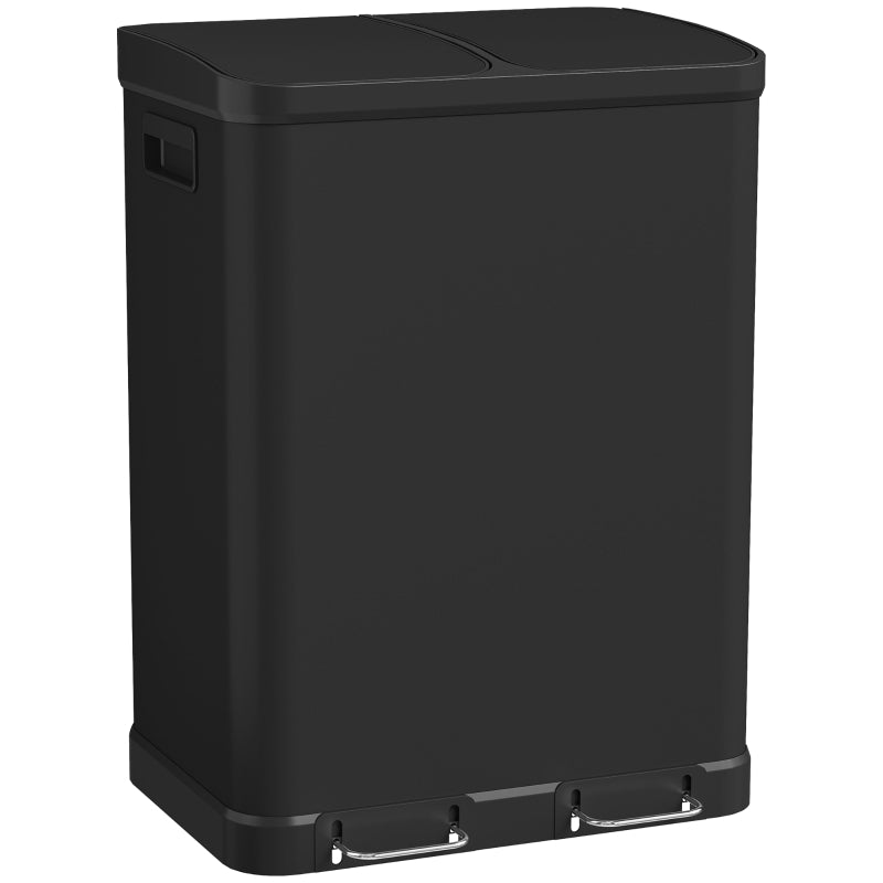 Kitchen Garbage Bin, 2 x 7.9 Gal (2 x 30 L) Trash Can, Soft-Close Garbage Can with Removable Inner Buckets, Black