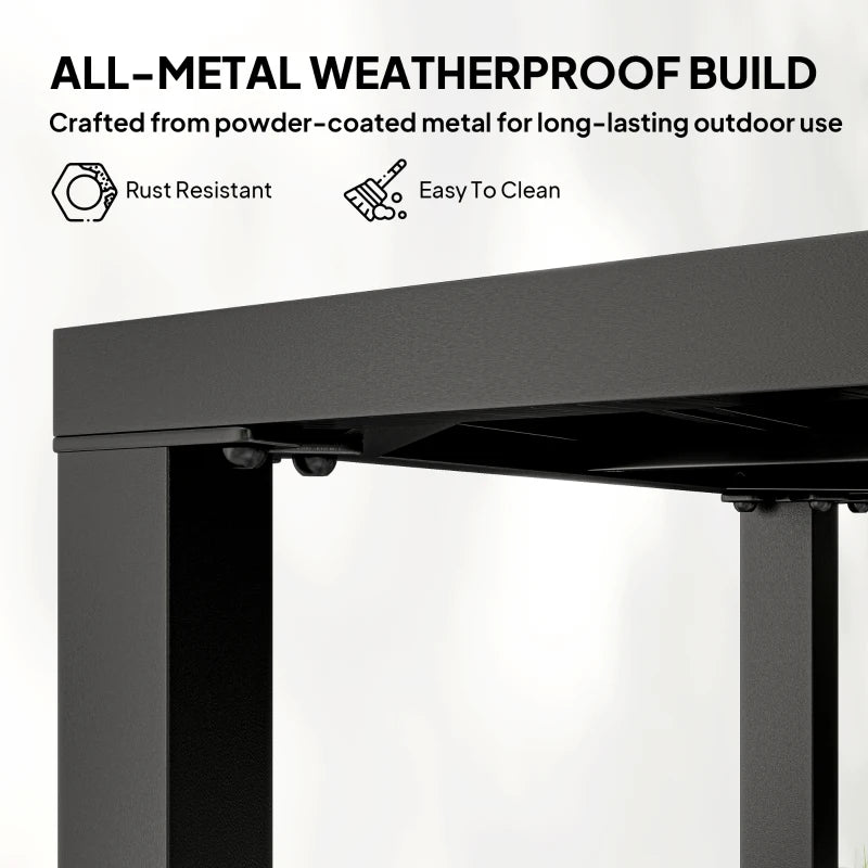 Metal Outdoor Side Table, 45.5 cm Square Patio Side Table, Small Accent Table for Garden, Poolside, Black