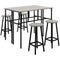 HOMCOM Counter-Height Dining: 6-Piece Set with Breakfast Tables, Chairs for Kitchen, Living Room in Grey Finish