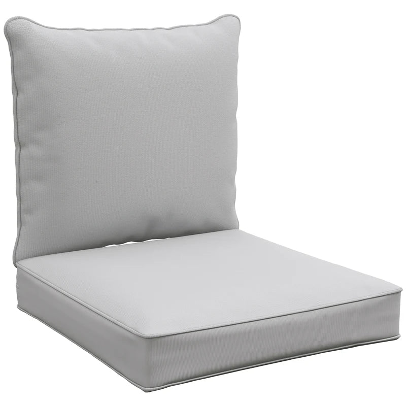 Patio Chair Cushions, Thick Deep Seat Outdoor Seat Cushion with Back Cushion, Light Grey