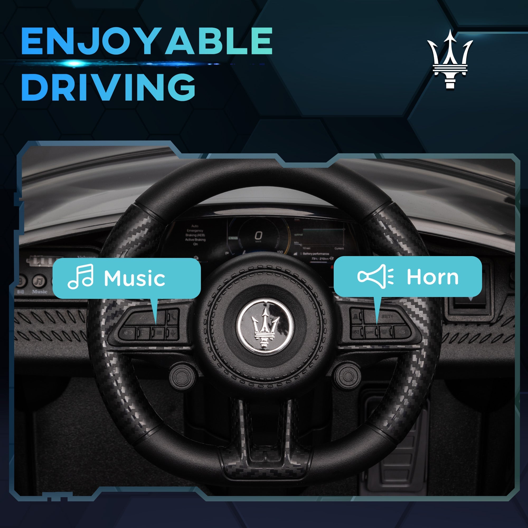 Qaba 12V Maserati Gran Turismo Licensed Kids Electric Car w/ Remote Control, Soft Start, LED Lights, Music, Horn, MP3, Black 