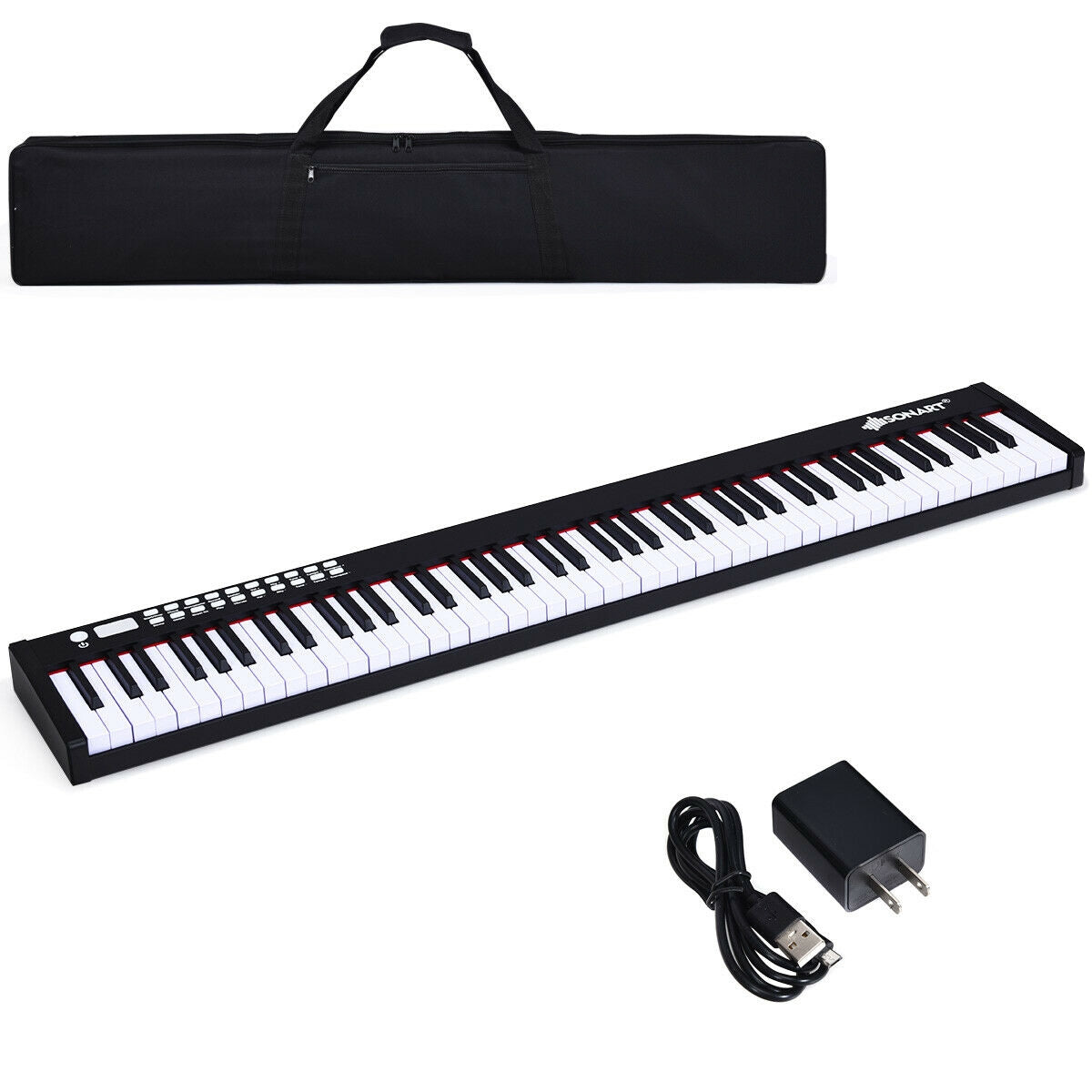 88-Key Portable Full-Size Semi-weighted Digital Piano Keyboard-BlackÂ 