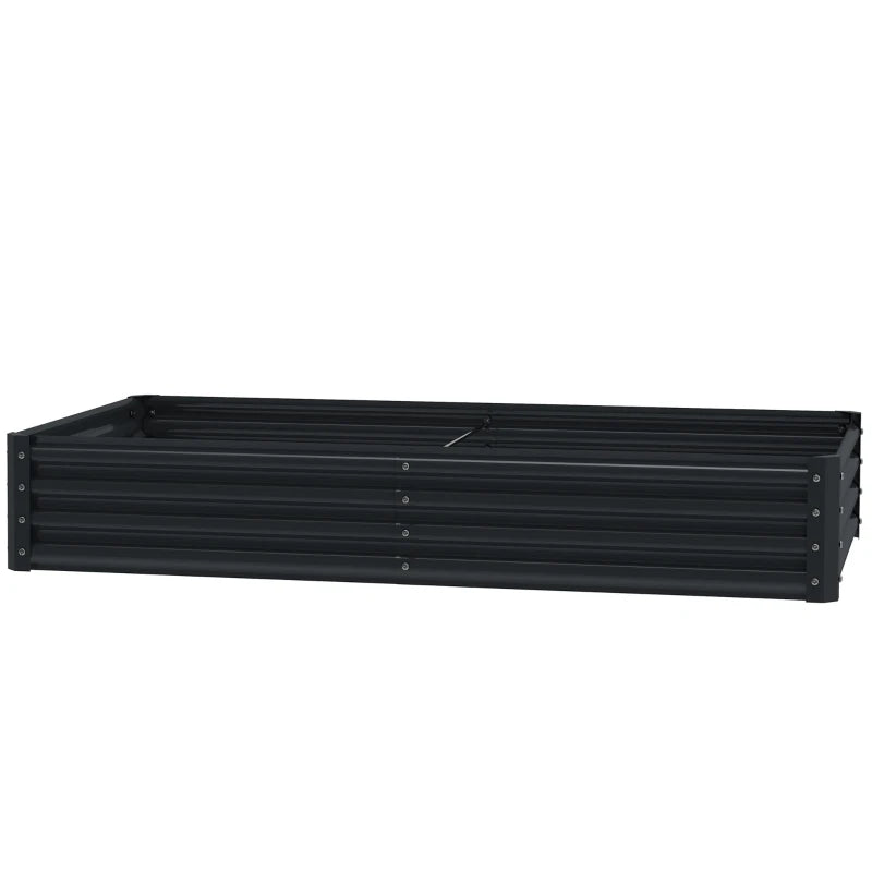 6 x 3 x 1ft Galvanized Raised Garden Bed, Reinforced Outdoor Planter Box with Open Bottom, Dark Grey