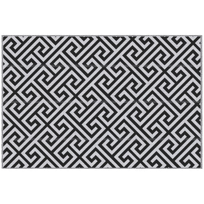 Outsunny Reversible Outdoor RV Rug, Patio Floor Mat, 5' x 8' Plastic Straw Rug for Backyard, Deck, Beach, Camping, Black & White 