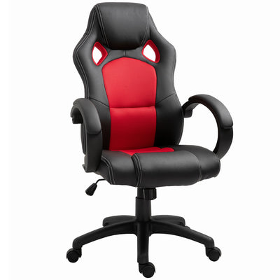 HOMCOM Ergonomic Gaming Chair, High Back, Swivel Office Chair with Wheels, Headrest, Tilt, Red 