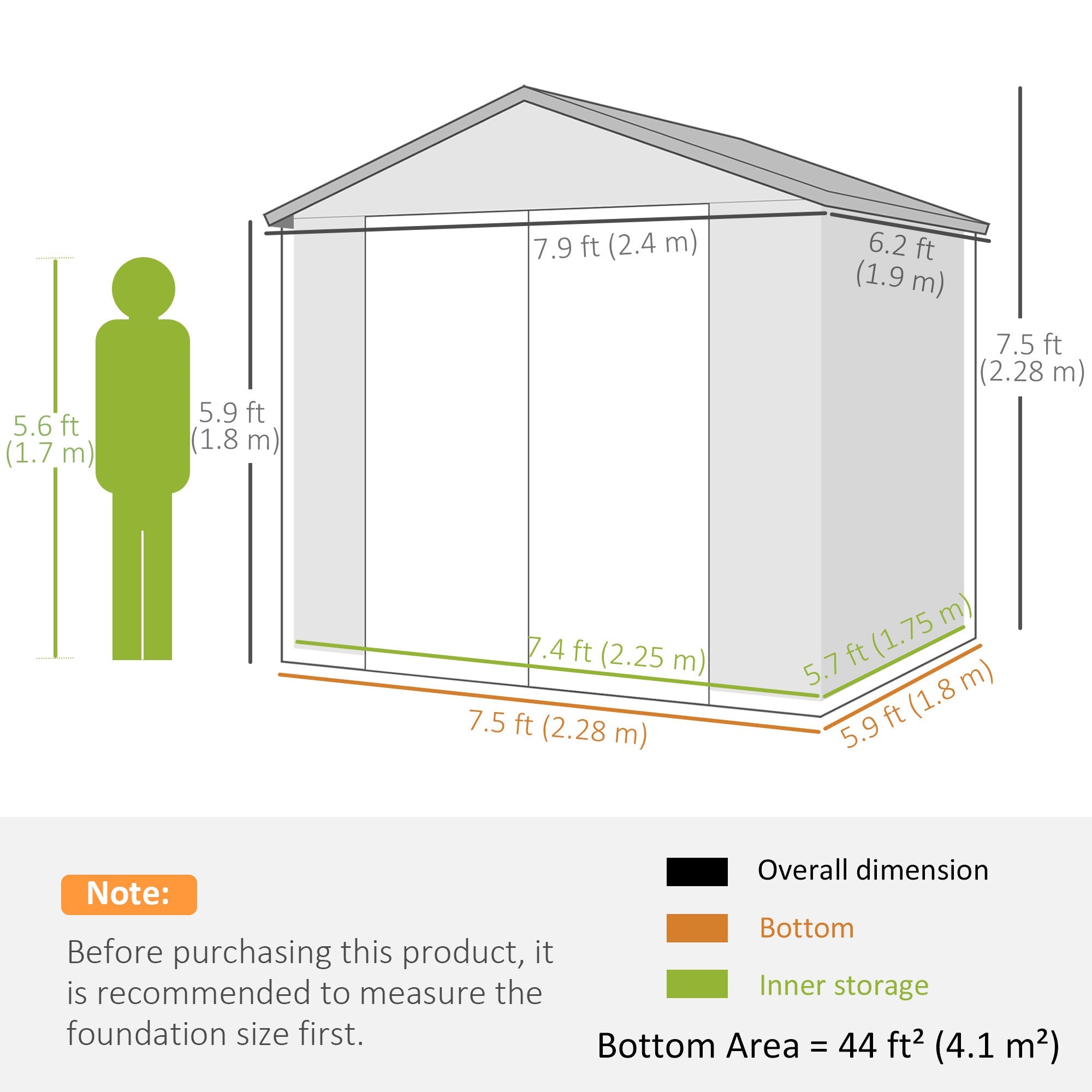 Outsunny 8' x 6' Plastic Garden Storage Shed with Latch Door, Vents, Sloped Roof, Dark Grey 