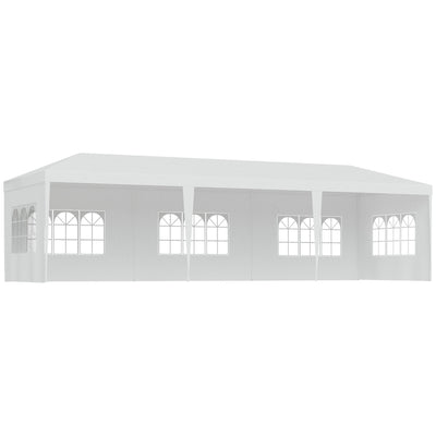 Outsunny 10 x 28ft Portable Party Tent, Gazebo Wedding Party Tent for Garden Dining and Outdoor with 5 Removable Sidewalls, White 