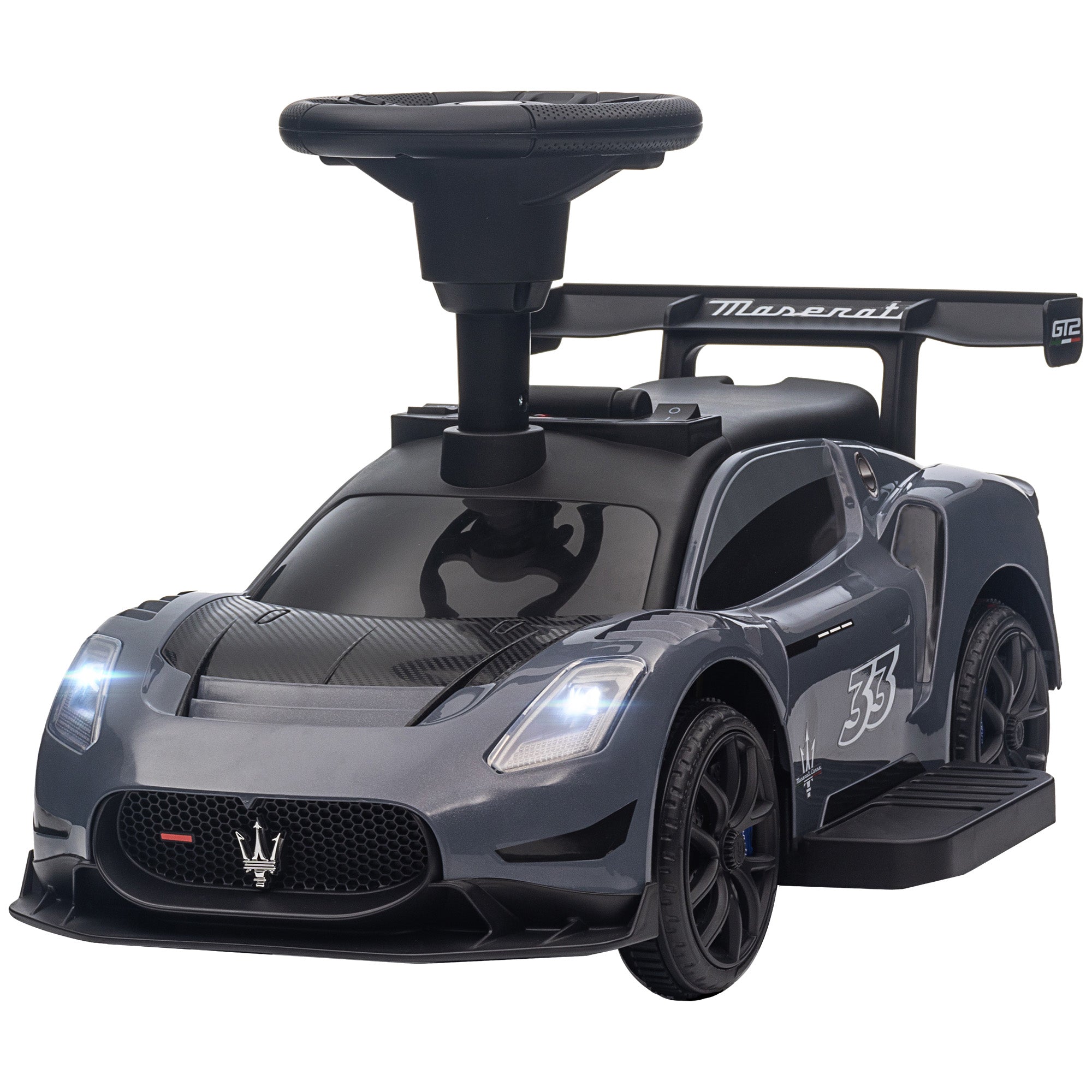 Qaba 6V Maserati GT2 Licensed Electric Car for Kids, Ride on Car with Under Seat Storage, LED Headlights Music, Grey 