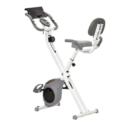 Soozier Folding Exercise Bike, Indoor Stationary Bike with 8-Level Magnetic Resistance and LCD Monitor, for Cardio Workout Grey 
