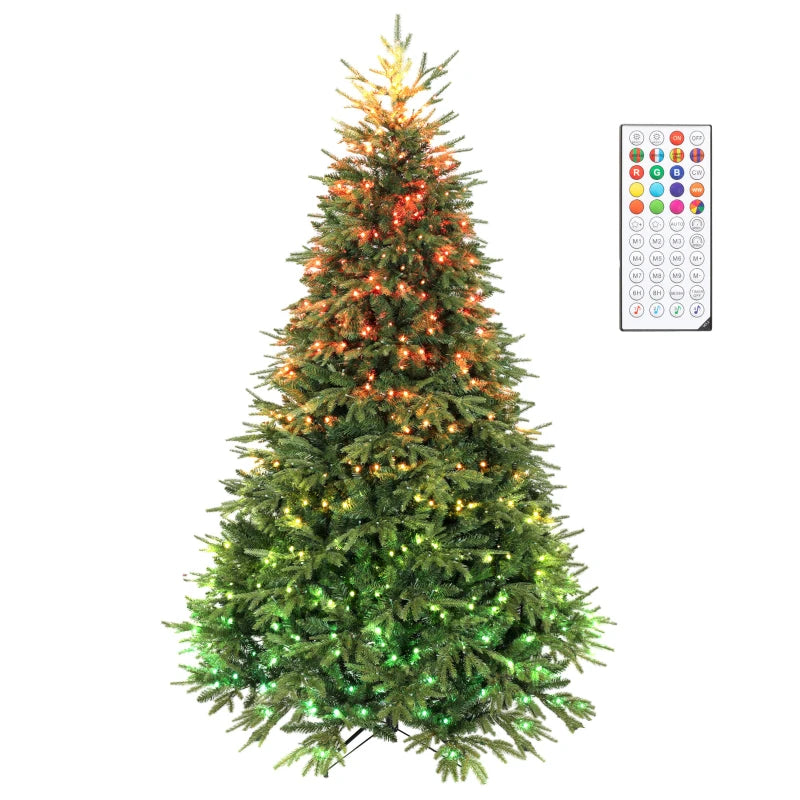 7.5 ft Pre-Lit Artificial Christmas Tree with 650 Synchronized LED Lights, Remote & Timer