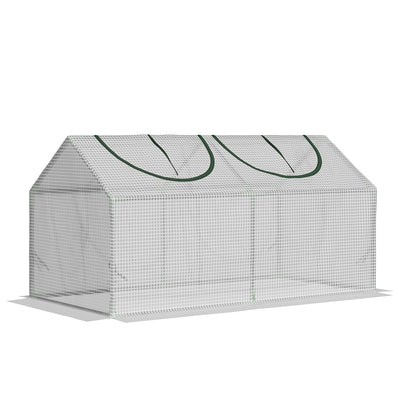 Outsunny Portable Mini Grow Refuge: 47" x 24" x 24" Outdoor Floral Plant Warm Haven 2 Windows Steel PE Cover White 