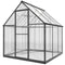 Polycarbonate Greenhouse with Swing Door and Adjustable Window, Walk-in Greenhouse with Rain Gutter, 6 x 6.5ft, Black