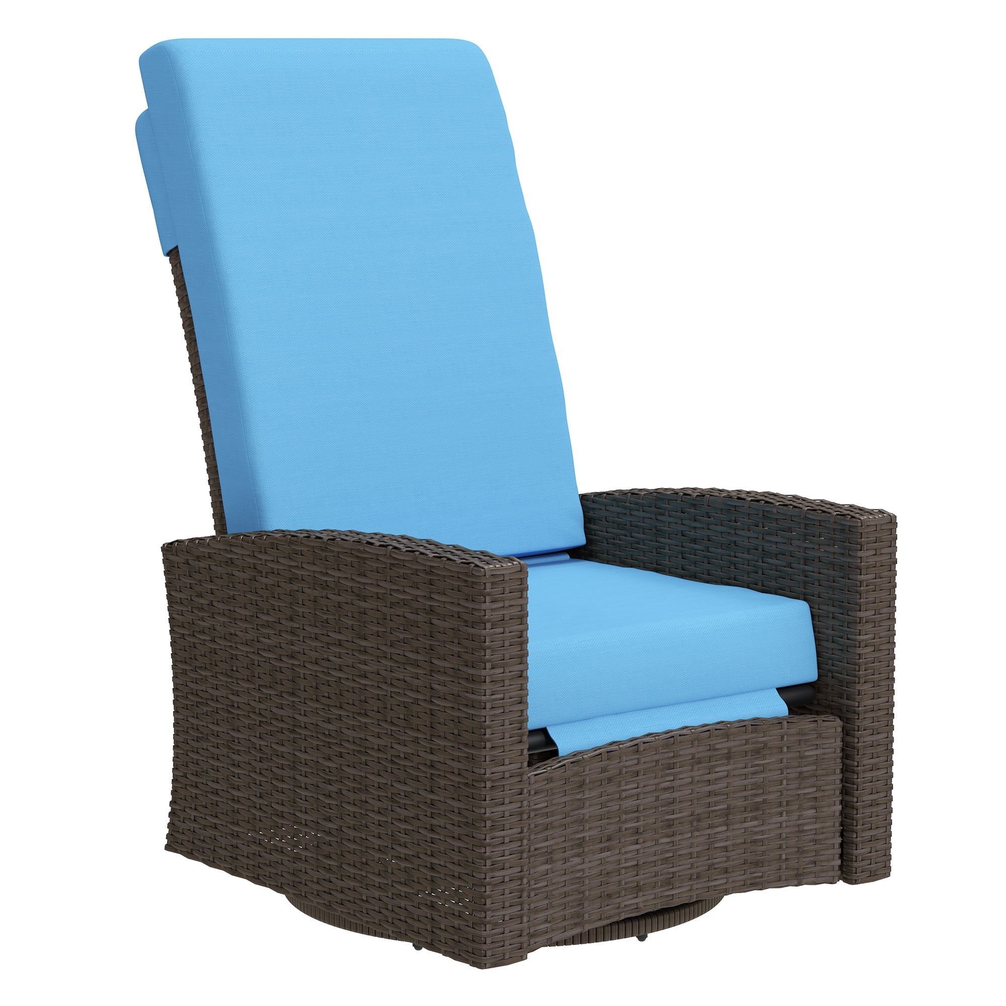 Outsunny Outdoor Rattan Wicker Lounge Chair with Footrest & Soft Cushion for Patio, Garden, Backyard, Sky Blue 