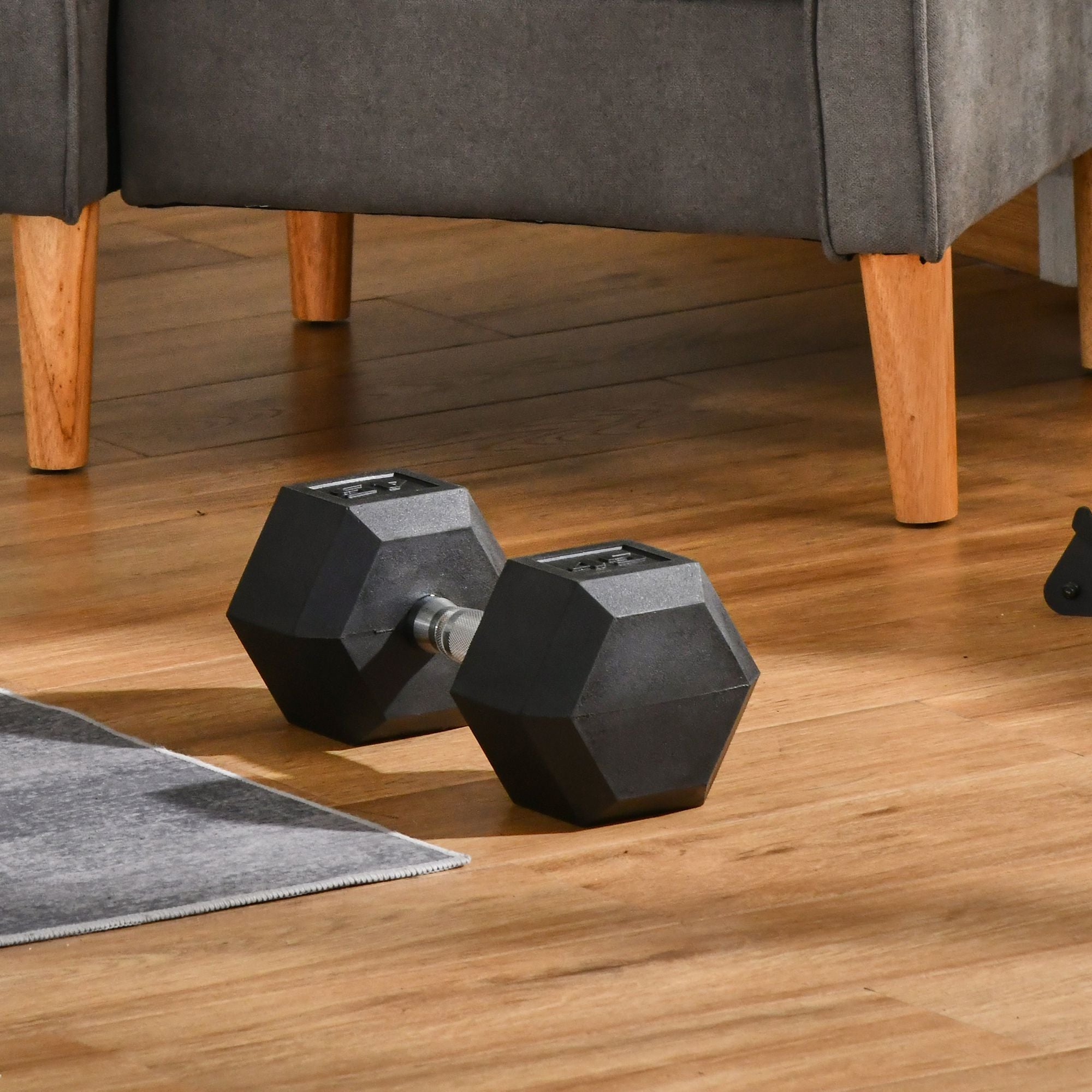 Soozier Rubber Hex Dumbbells: 45lbs Hand Weights for Intense Strength Training & Home Gym Workout Sessions, Black 