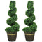 Set of 2 Artificial Plants, Topiary Spiral Boxwood Trees with Pot, for Home Indoor Outdoor Decor, 90cm