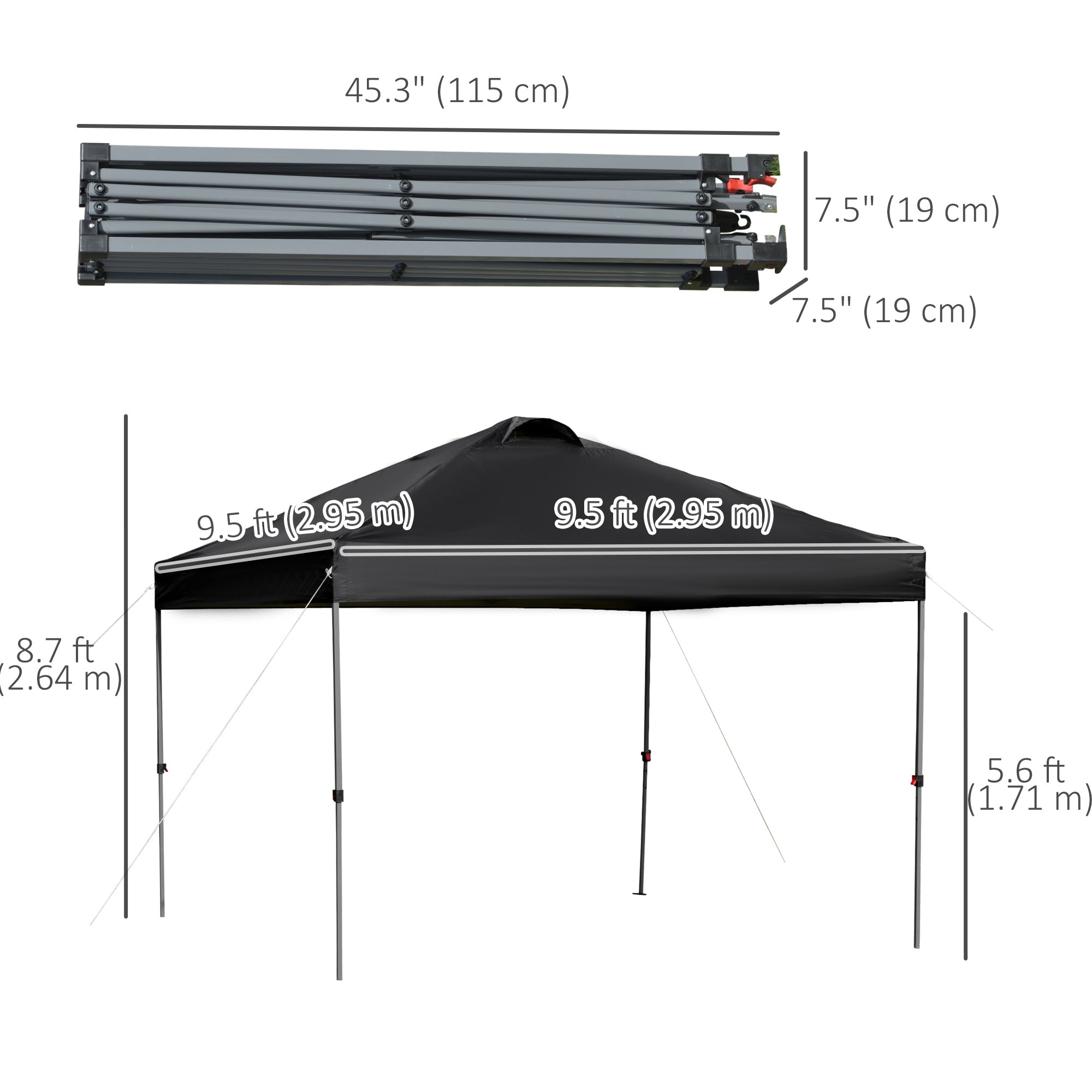 Outsunny 10' x 10' Pop Up Canopy Tent with Airy Top Vents and Wheeled Carry Bag for Outdoor, Garden, Patio, Black 