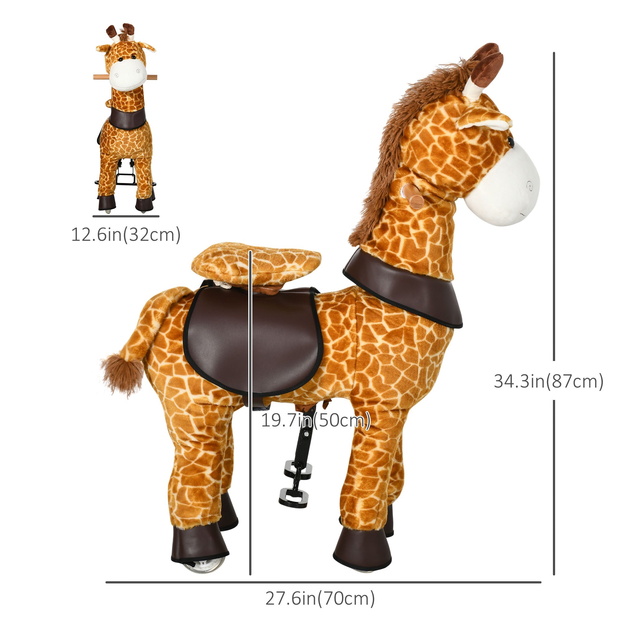 Qaba Giraffe Walking Horse - Ride On Mechanical Rocking Pony with Wheels, Great Gift for 3-6 Years, Girls & Boys 