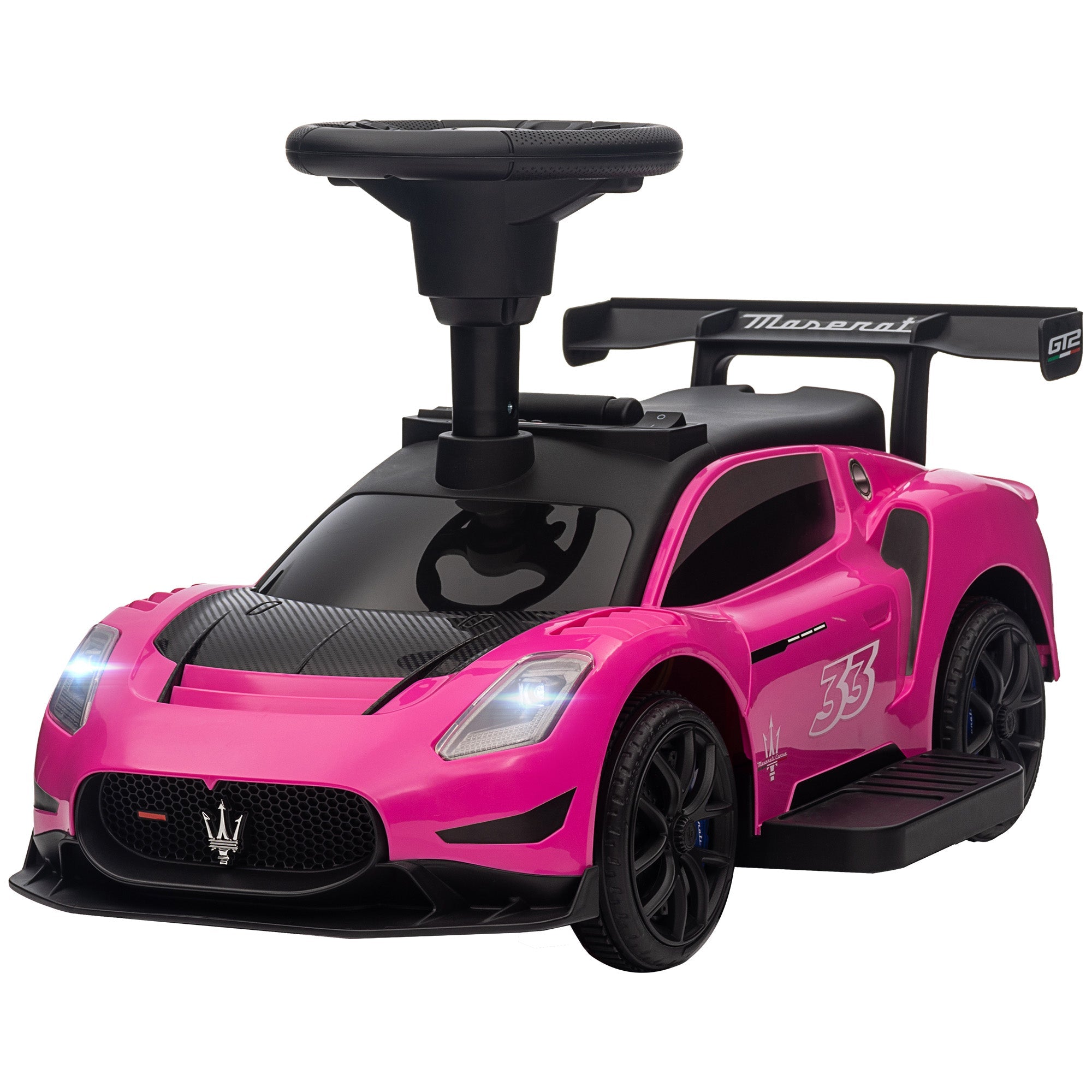 Qaba 6V Maserati GT2 Licensed Electric Car for Kids, Ride on Car with Under Seat Storage, LED Headlights Music, Pink 
