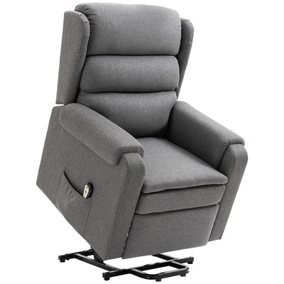 HOMCOM Electric Power Lift Recliner Chair for Seniors Linen Fabric with Remote Control Footrest for Living Room Grey 