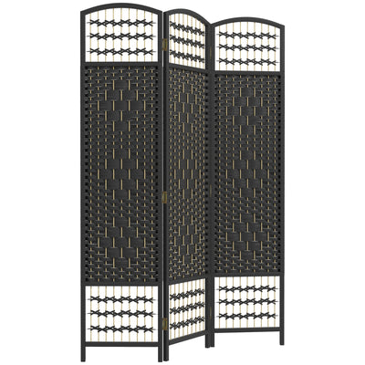 HOMCOM Contemporary Wave Design Room Separator: 3-Panel Folding Privacy Divider for Home/Office Use, Sleek Black Finish 