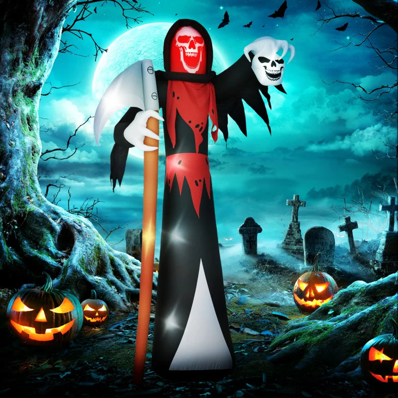 Outsunny 12ft Halloween Inflatable Grim Reaper – LED Lighted Blow-Up Garden Decoration for Indoor & Outdoor 