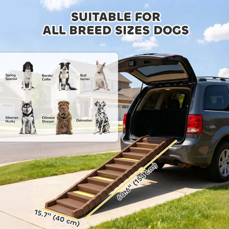 Foldable Dog Car Ramp with Anti-Slip Steps for Cars, SUVs & High Beds – 55 lb Capacity