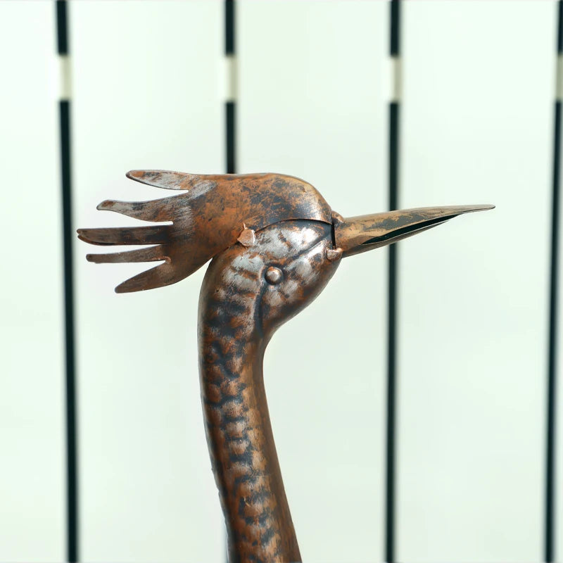 Garden Statue Heron Standing Lawn Sculpture Statue Ornament with Stakes for Lawn 12.2"W x 7.1"D x 28"H Silver Tone