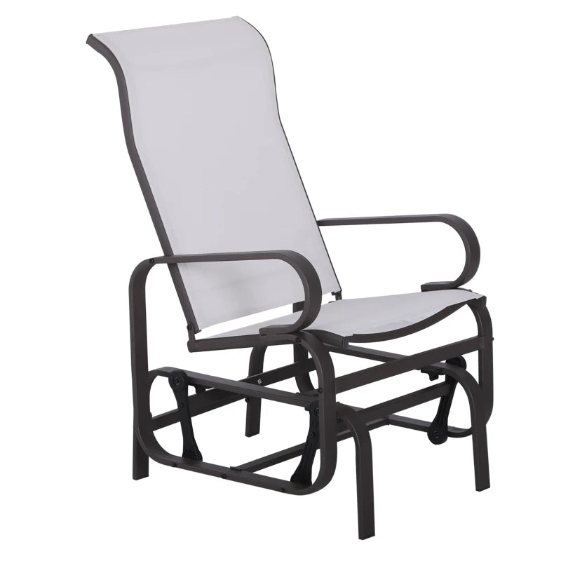 Outdoor Mesh Glider Swing Chair Patio Garden Rocking Gliding Seat Yard Porch Furniture, Brown Beige