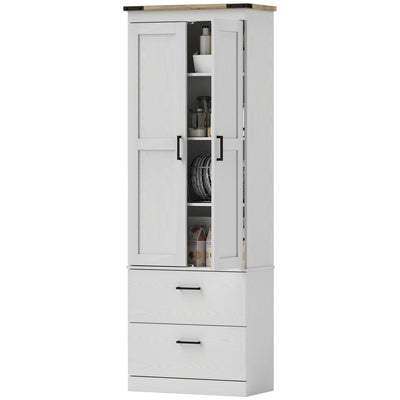 HOMCOM 67" Tall Kitchen Pantry Storage Cabinet, Kitchen Pantry Cabinet with Doors, Drawers and Adjustable Shelves, Cream White 