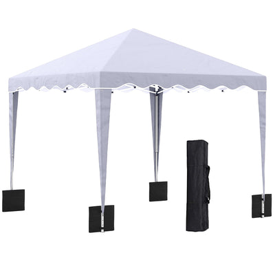 Outsunny 10' x 10' Pop Up Canopy Tent, Instant Shelter with Adjustable Height, Garden Outdoor Party Tent with Carry Bag, White 