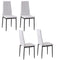High Back Dining Chairs, Modern Upholstered Linen Fabric Accent Chairs with Metal Legs for Kitchen, Set of 4, White