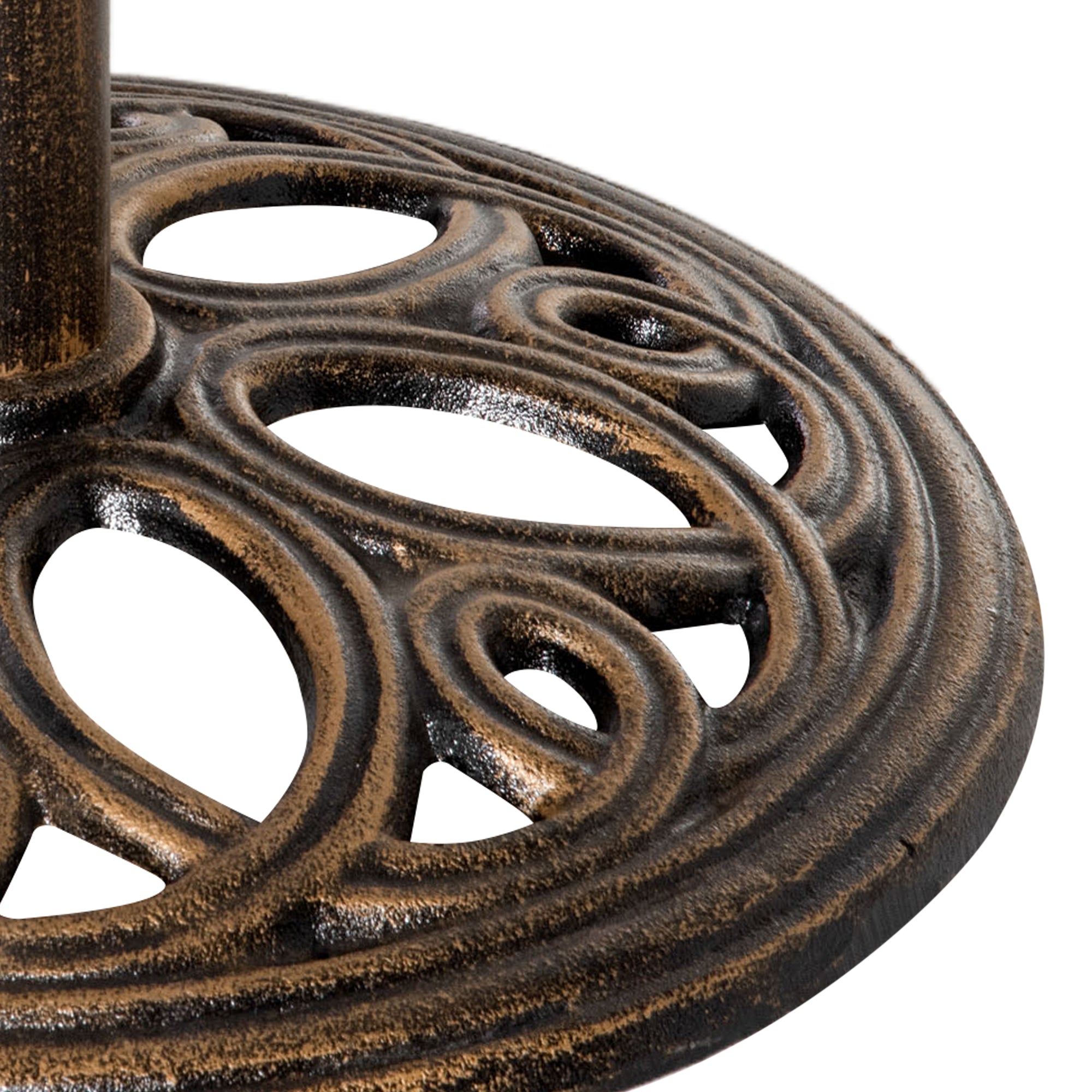 Outsunny Round Cast Iron Patio Umbrella Base: Outdoor Stand Holder for Φ38/48mm Poles, Bronze 