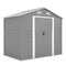 7.7' x 6.5' Outdoor Metal Garden Shed House Hut Gardening Tool Storage with Ventilation, Light Grey