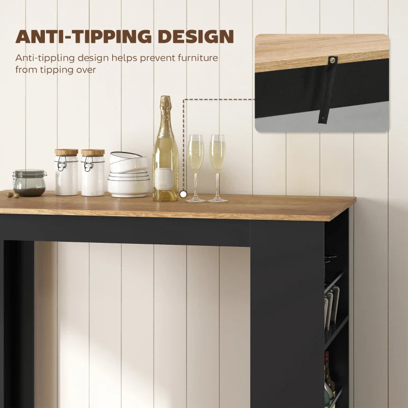 Modern Bar Table, Counter Height Dining Table with 3 Storage Shelves for Kitchen, Dining Room, Living Room, Walnut