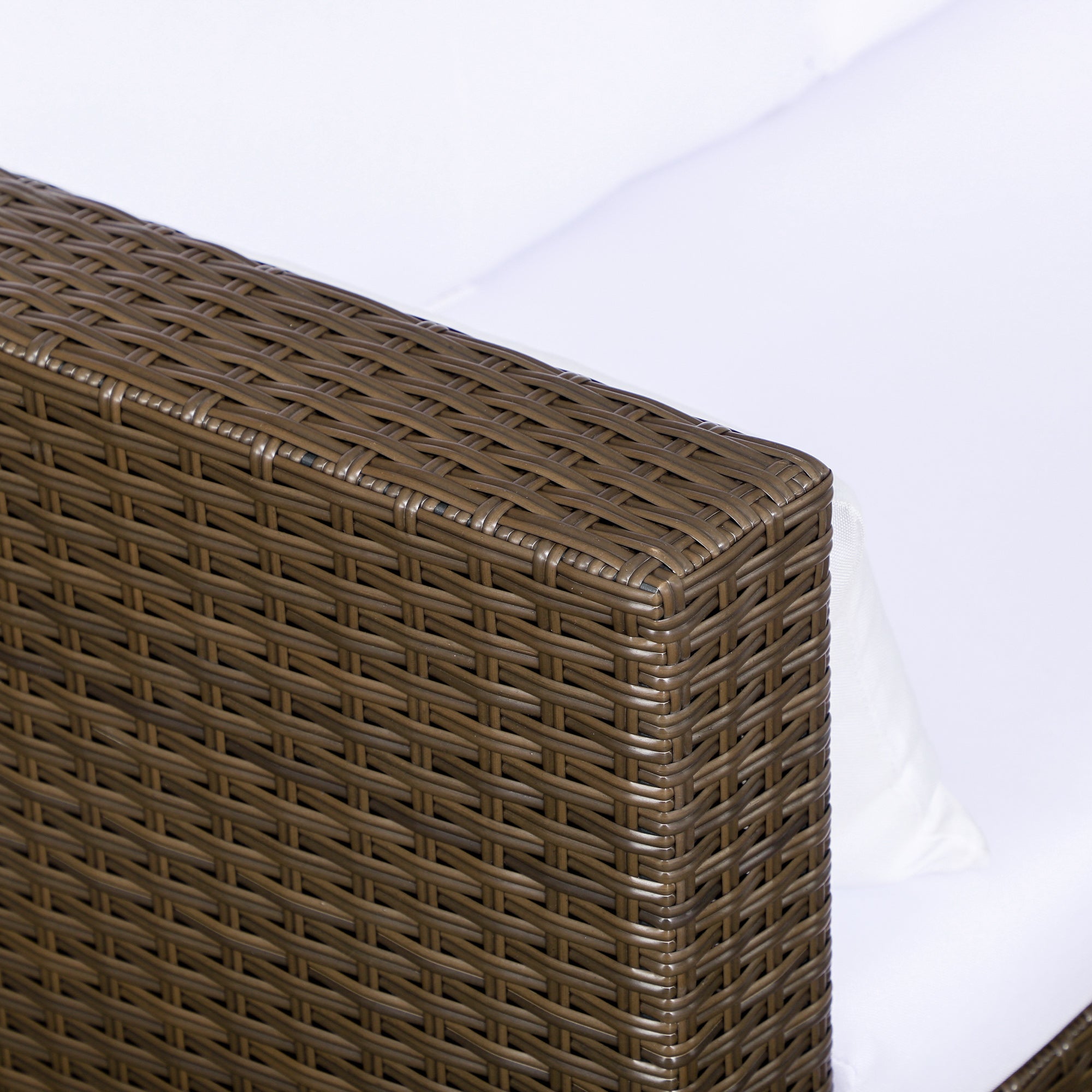 Outsunny 3pcs Modern Rattan Sofa Set, Wicker Patio Furniture Set with Coffee Table, Cushions, Pillows 