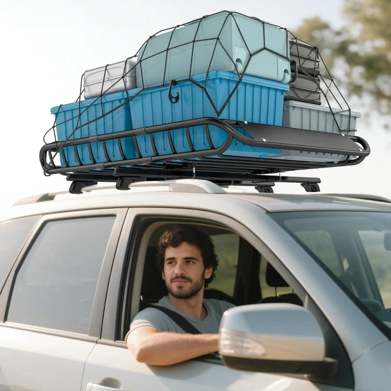 Soozier Roof Rack Cargo Carrier Basket, 330LBS Heavy Duty Roof Basket, 46" x 36" x 4.5" Rooftop Cargo Carrier for SUV, Truck